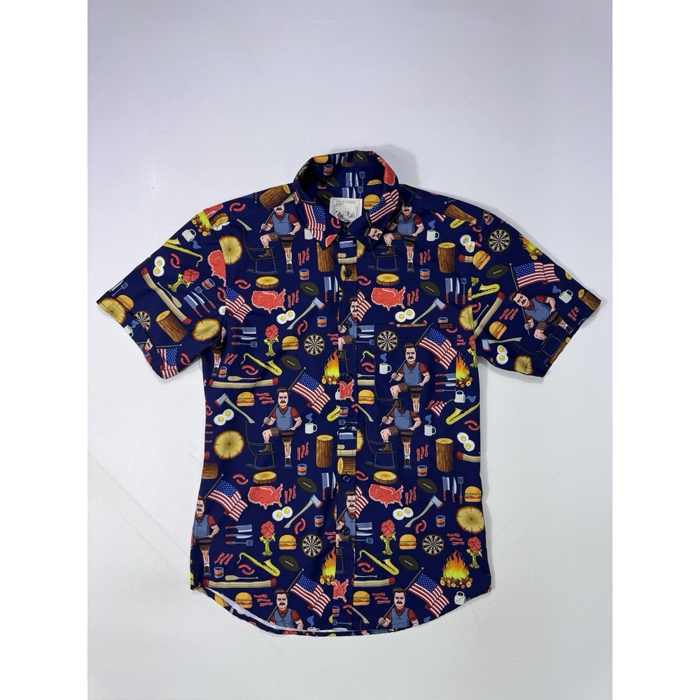 RSVLTS Ron Swanson Shirt City of Pawnee Parks and Rec Kunuflex Mens XS Button Up